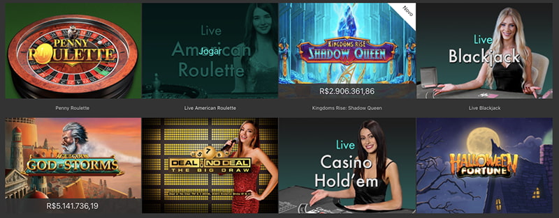 Imagem do ecrã de jogos de casino bet365